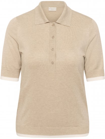 Kaffe Curve Lizzy Contrast Knitted Polo Feather Grey Melange - Tricouri polo - 