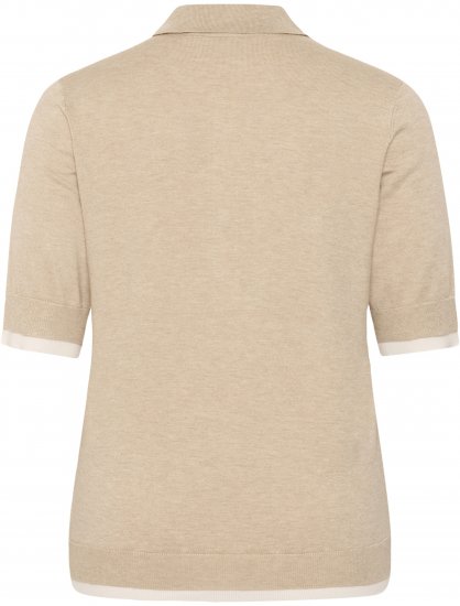 Kaffe Curve Lizzy Contrast Knitted Polo Feather Grey Melange - Tricouri polo - 