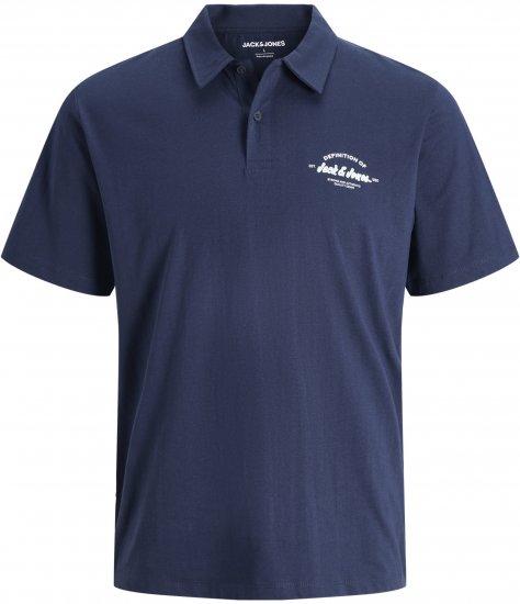 Jack & Jones Brandon Short Sleeve Polo Navy - Tricouri polo - Tricouri Polo Bărbați Mărimi Mari