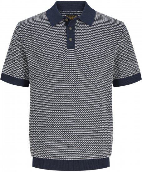 Jack & Jones Blukingsley Knitted Short Sleeve Polo Navy - Cămăși - Cămăși Bărbați Mărimi Mari