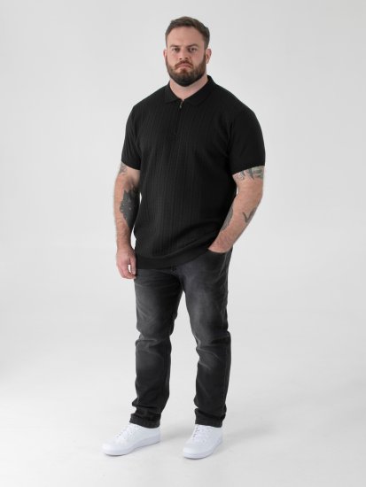 D555 Kennedy Cable Knitted Polo Black - Tricouri polo - Tricouri Polo Bărbați Mărimi Mari