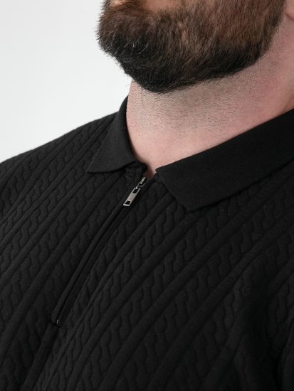D555 Kennedy Cable Knitted Polo Black - Tricouri polo - Tricouri Polo Bărbați Mărimi Mari