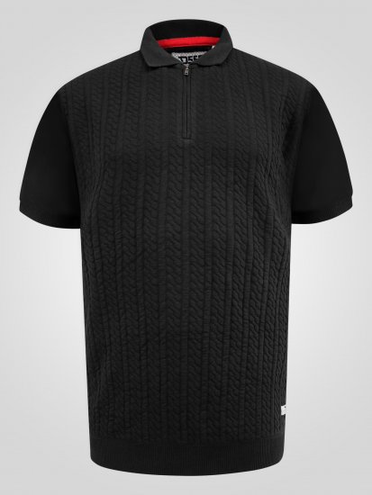 D555 Kennedy Cable Knitted Polo Black - Tricouri polo - Tricouri Polo Bărbați Mărimi Mari
