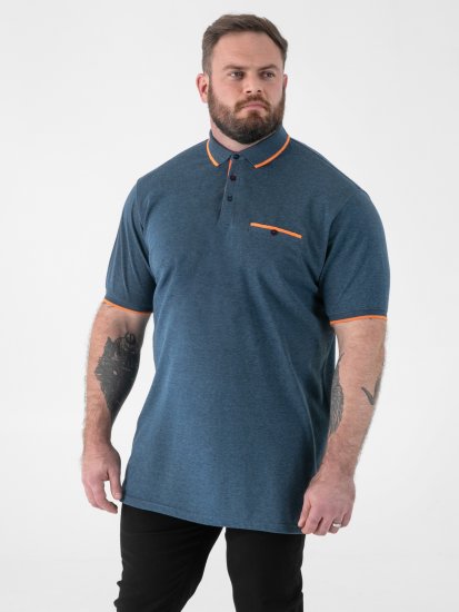 D555 Harvey Pique with Jacquard Collar & Cuffs Polo Teal - Tricouri polo - Tricouri Polo Bărbați Mărimi Mari