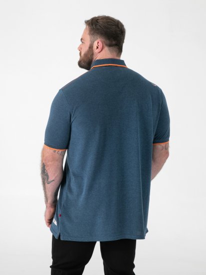 D555 Harvey Pique with Jacquard Collar & Cuffs Polo Teal - Tricouri polo - Tricouri Polo Bărbați Mărimi Mari