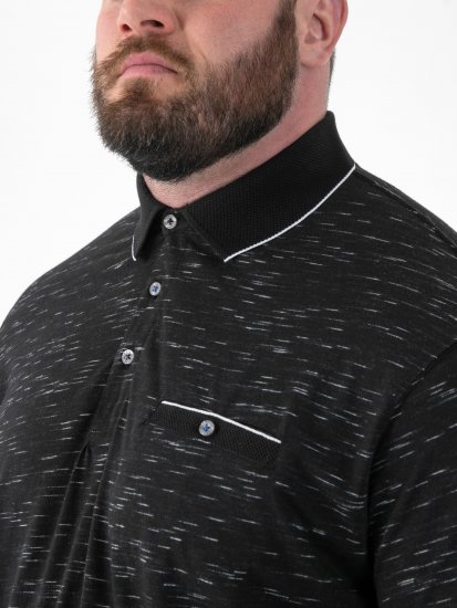 D555 Murphy Jacquard Collar And Cuff With Chest Pocket Polo Black - Tricouri polo - Tricouri Polo Bărbați Mărimi Mari