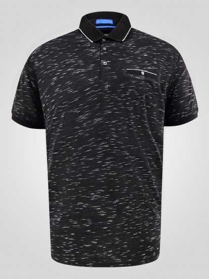D555 Murphy Jacquard Collar And Cuff With Chest Pocket Polo Black - Tricouri polo - Tricouri Polo Bărbați Mărimi Mari