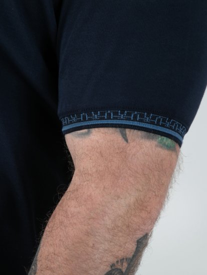 D555 Barret Interlock Jacquard Collar & Cuffs Polo Navy - Tricouri polo - Tricouri Polo Bărbați Mărimi Mari