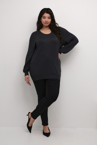 Kaffe Curve Lini Knit Pulover Negru Oyster - Pulovere & hanorace - 