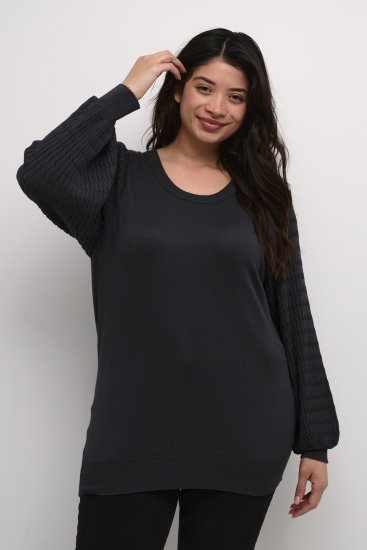 Kaffe Curve Lini Knit Pulover Negru Oyster - Pulovere & hanorace - 