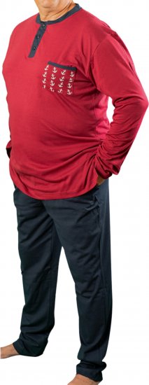 20 Nodi Maestrale Pajamas with Long Pants in Combed Cotton Jersey Red - Pijamale/Haine de casă - Pijamale Bărbați Mărimi Mari