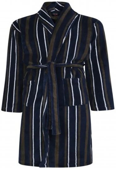 Espionage PJ149 Striped Fleece Gown Navy/Charcoal - Halate baie/prosoape - Halate de Baie Bărbați Mărimi Mari