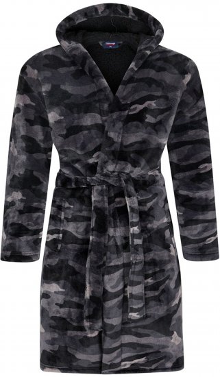 Espionage PJ159 Camo Fleece Gown Black/Grey - Halate baie/prosoape - Halate de Baie Bărbați Mărimi Mari