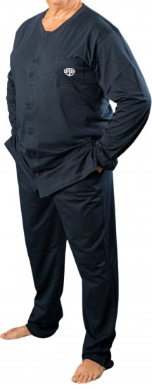 20 Nodi Tramontana Long Pajamas with Buttons Pockets and Side Slits - 20 Nodi - 20 Nodi – Lenjerie italiană