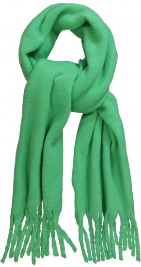 Ulla Popken Trendy Boucle Yarn Fringe Knit Scarf Green - Accesorii - 