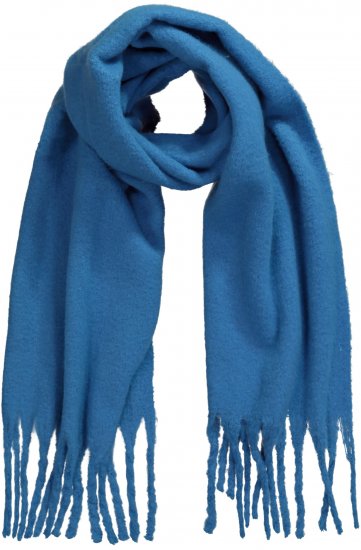 Ulla Popken Trendy Boucle Yarn Fringe Knit Scarf Teal Blue - Accesorii - 