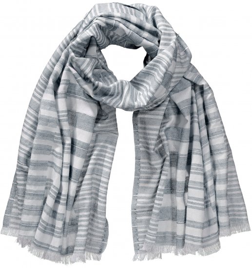 Ulla Popken Striped Statement Scarf Grey - Accesorii - 