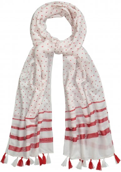 Ulla Popken Dot Print Tassel Accent Scarf Red - Accesorii - 