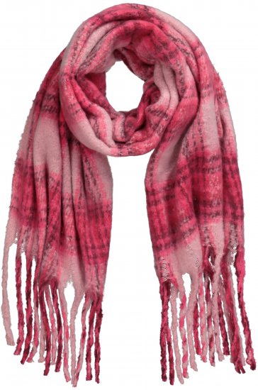 Ulla Popken Plaid Long Fringe Scarf Aubergine - Accesorii - 