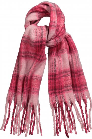 Ulla Popken Plaid Long Fringe Scarf Aubergine - Accesorii - 