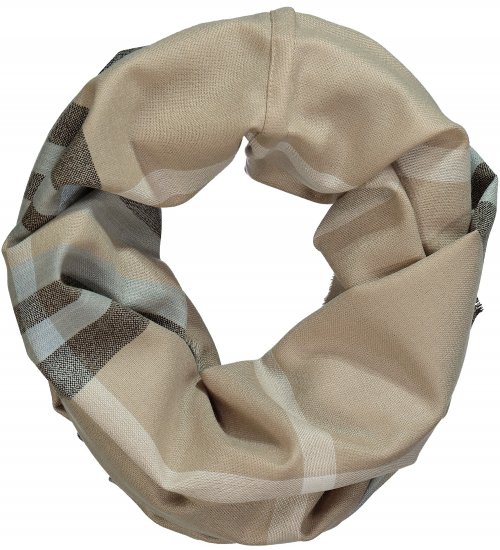 Ulla Popken Plaid Infinity Scarf Brown - Accesorii - 