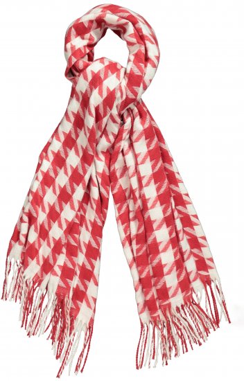 Ulla Popken Houndstooth Fringed Hem Scarf Salsa - Accesorii - 