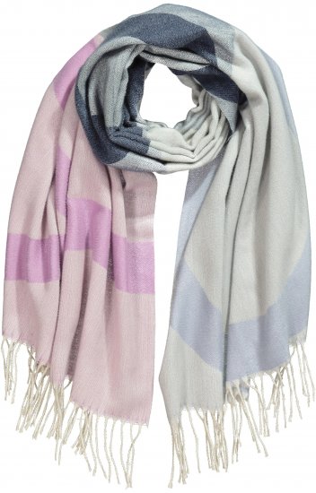 Ulla Popken Cozy Lettering Fringed Scarf Pink and Blue - Accesorii - 