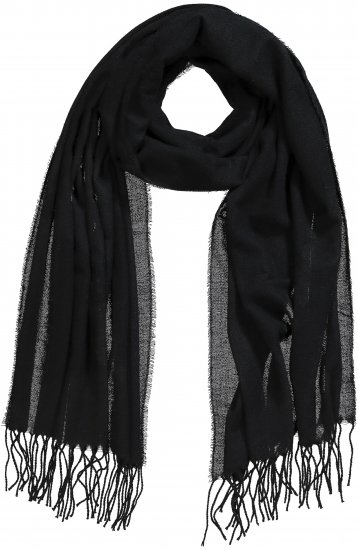 Ulla Popken Fringed Scarf Black - Accesorii - 