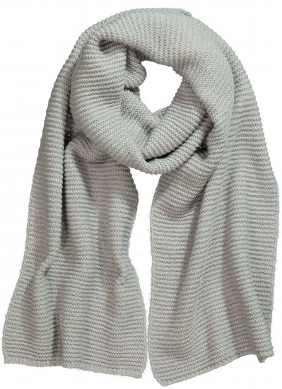 Ulla Popken Garter Stitch Knit Scarf Light Grey Melange - Accesorii - 