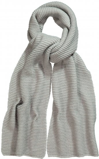 Ulla Popken Garter Stitch Knit Scarf Light Grey Melange - Accesorii - 