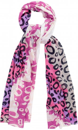 Ulla Popken Rainbow Leopard Print Scarf Pink - Accesorii - 