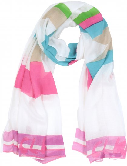 Ulla Popken Pink Lettering Border Print Scarf Snow White - Accesorii - 