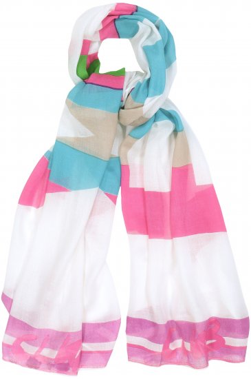 Ulla Popken Pink Lettering Border Print Scarf Snow White - Accesorii - 