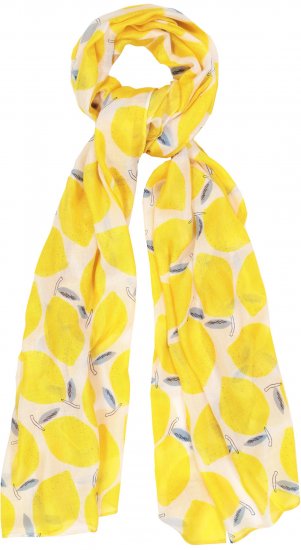 Ulla Popken Lemon Print Scarf Sun Yellow - Accesorii - 