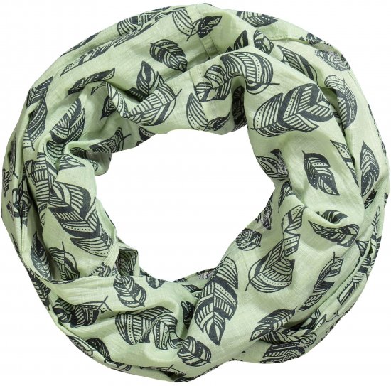 Ulla Popken Leaf Print Infinity Scarf Pistachio - Accesorii - 