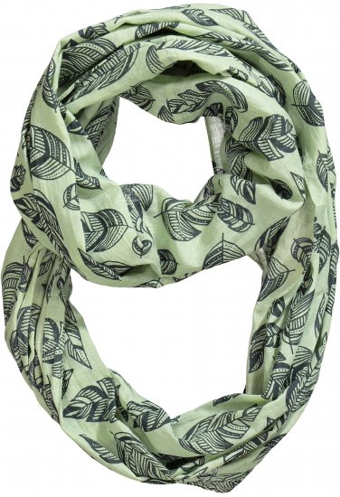 Ulla Popken Leaf Print Infinity Scarf Pistachio - Accesorii - 
