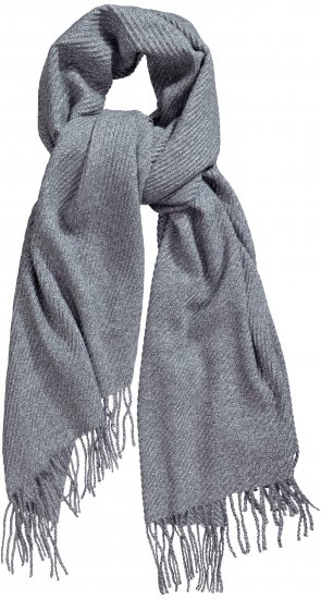 Ulla Popken Ribbed Knit Fringed Hem Scarf Grey Melange - Accesorii - 