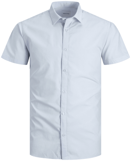 Jack & Jones JOE Shirt Short Sleeve Plain Casual Blue - Cămăși - Cămăși Bărbați Mărimi Mari