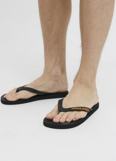 Jack & Jones Logo Palm Print Flip Flop Slippers Anthracite - Bărbați pantofi 40-52 - 