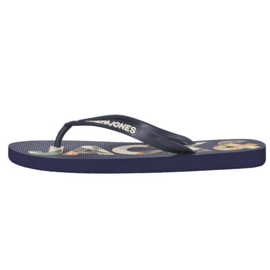 Jack & Jones Logo Palm Print Flip Flop Slippers Medieval Blue - Bărbați pantofi 40-52 - 