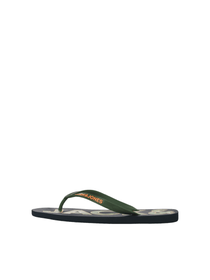 Jack & Jones Logo Palm Print Flip Flop Slippers Navy Blazer/Verdant Green - Bărbați pantofi 40-52 - 