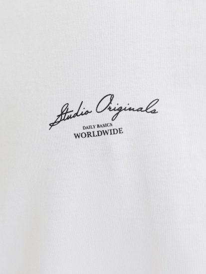 Jack & Jones Lington Back And Front Print Crew Neck T-Shirt Bright White - Tricouri - Tricouri Bărbați Mărimi Mari