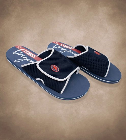 D555 DRAKE Slippers With Velcro Fastening Navy - Bărbați pantofi 40-52 - 