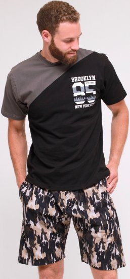 Kam Jeans 5001 'Brooklyn 85' Tee And Short Set Black - Tricouri - Tricouri Bărbați Mărimi Mari
