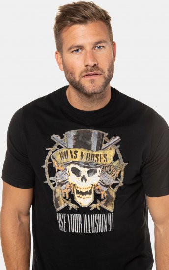 JP1880 Guns N’ Roses Skull Comfort Fit Band T-Shirt Black - Tricouri - Tricouri Bărbați Mărimi Mari