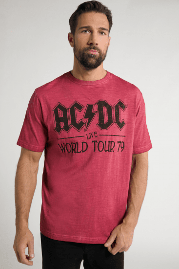 JP1880 AC/DC World Tour Graphic Comfort Fit Band T-Shirt Dark Red - Tricouri - Tricouri Bărbați Mărimi Mari