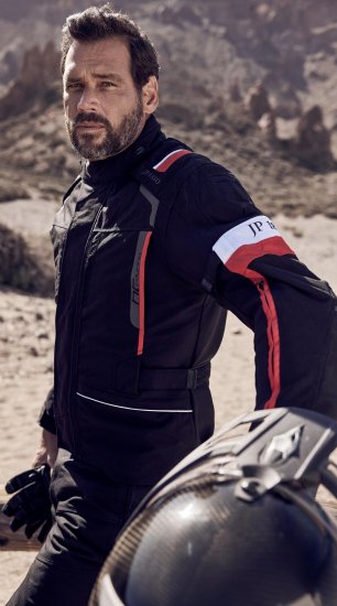 JP1880 Sporty Touring Motorcycle Jacket Black & Red - Îmbrăcăminte de motocicletă mărimi mari - Îmbrăcăminte moto plus size pentru bărbați