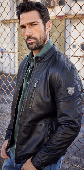 JP1880 Biker Style Leather Jacket Black - Geci - Geci Bărbați Mărimi Mari