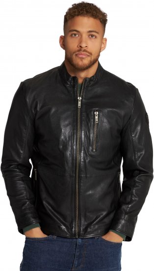 JP1880 Biker Style Leather Jacket Black - Geci - Geci Bărbați Mărimi Mari