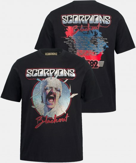 JP1880 Scorpions Blackout Graphic Comfort Fit Band T-Shirt Black - Tricouri - Tricouri Bărbați Mărimi Mari